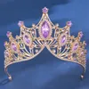 Rhineste Crown Purple Crystal Bridal Wedding Dr Tiaras and Crowns for Women Hair Jewelry Party Bride Prezent PROM PROM PROM N62T#