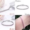 バングルM 925スターリングシアクラスターラウンドピンクCZジロンテニスブレスレット女性PSERAS PSEIRA BRACELETE JEWELRY GIRLD FRIEDN GIFT DROP D DHGHP