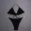 Cucci bikini sexig triangel bikinis kvinnor badkläder tyll spets underkläder bokstäver halter delade baddräkter strand bh trosor med slips kvinna baddräkt cucci bikini 459