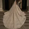 Luxury Sequin 3D FRS Applicies Pärled Wedding Dres 2023 Ärm Sweetheart Court Train Tulle Bridal Bowns for Women 07VL#