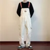 Denim overall met herfst gespikkelde inkt voor oversized Koreaanse losse Amerikaanse werkkledingbroeken voor heren