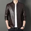 Herren Leder Kunstleder 2023 Lederjacken Herren Stehkragen Business Mäntel Frühling und Herbst Trend Ledermantel PU Lederjacke 240330