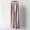 Pantaloni da donna Capris Top End 2024 Primavera Donna Vintage Lino Tie Dye Rosa Pantaloni lunghi larghi Elegante Lady Tutti i fiammiferi Vita elastica Gamba larga Otoph