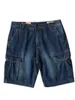 Men's Shorts Heavyweight Washed Cotton Denim For Men Multi Pockets Casual Loose Straight Half Pants Distressed Summer Workwear