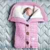 Blankets Baby Winter Warm Sleeping Bags Infant Button Knit Swaddle Wrap Swaddling Stroller Toddler Blanket