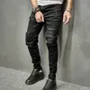 Bahar erkek sıska kalem kot pantolon hip hop yırtılmış dikkatli şık erkek delikler rahat ince fit denim pantolon E5HO#