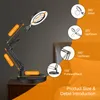 Table Lamps EOOKU 2 In 1 USB Folding Lamp With 5X Magnifying Glass 3 Colors LED Lights 8W Desk Light For Reading/Working/ Beauty