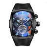 Montres-bracelets Reef Tiger Barrel en forme de hommes Sport Montre Grand Cadran Tourbillon Automatique Mécanique Étanche Calendrier Lumineux