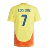 2024 Colombia Away Soccer Jerseys 10 Valderrama 24 25 James Home Player Colombia Football Shirt Cuadrado National Team Men Kids Kit Camiseta de Futbol Cuadrado S-4XL