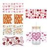 Gift Wrap Sweet Love Heart Pattern Valentine's Day UV DTF Transfer Sticker Waterproof Transfers Decals For 16oz Glass Cup Stickers