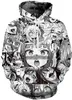 2023 Svartvit Pullover Mens Hoodie 3D Digital Printed