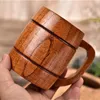 Mugs Wooden Beer Mug With Handle 300ml Prevent Scald Carved Drinkware Wood Drinking Cup For Tea Milk Kitchen Home Bar