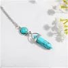 Pendant Necklaces 925 Sier Natural Gemstone Pendants Necklace Opal Rose Quartz Healing Crystals Jewelry For Women Girls Ni0729 Drop De Dh4Ey