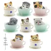 8 szt. Teacup pies koty figurka mini zwierzęta dekoracja miniaturowa zająca żywica figurka rzemiosła domowe ozdoby ogrodowe DIY Akcesoria 240401