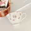 Fubry spodki Piękna różowa róża z ceramiką filiżankę kawy i spodek angielski popołudniowy kubek herbaty 250 ml