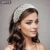 Pinces à cheveux HNYYX bandeau coréen mode perle large cerceau fête alliage Double rangée bandeau accessoires de luxe A16