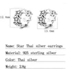 Hoopörhängen Vintage 925 Sterling Silver Five Pointed Star Simple Fashion Geometric Women's Thai Piercing Smycken