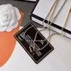 Moda Collana placcata oro 18 carati Gioielli d'amore Catena lunga Gioielleria raffinata Collana con ciondolo quadrato Marchio Amore Catena regalo Gioielli regalo di primavera per la famiglia con scatola