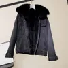 women Winter Warm Basic Coat Big Fur Collar Denim Jacket Female Cold Motorcycle Jackets Outerwear Fleece Thick Overcoat 2022 s39j#