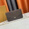 Luxe designertas 21 cm dameshandtas met twee afneembare zakjes Gouden ketting Converteerbaar tot portemonnee met één schouder