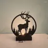 Candle Holders Creative Christmas Elk Metal Candlestick Ins Style Black Home Bedroom Decorative Crafts