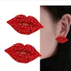 Boucles d'oreilles Mode coréenne pour femmes Labia Rubra Brillant Full Bore Perles Personnalité Exagérée Discothèques Fête Halloween Bijoux