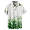 Men's Casual Shirts Clover Shirt Daily Wear Weekend Fall Short Sleeve Green 4 Way Stretch Fabric St. Patrick's Day