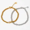 Strand INS – Bracelet boule de perles plaqué or 14K, en acier inoxydable, bijoux cadeau pour femmes, pierre brillante imperméable, vente en gros