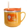 Tasses Sippy Cup Eau pour enfants Verres à boire du lait Métal 304 Doublure en acier inoxydable Dessin animé Enfant avec paille