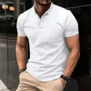 Summer Men Casual Solid Color Short Sleeve T Shirt for Henley Collar Polo High QualityMens Shirts US Size S2XL 240320