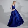 Sexy Deep V Neck Bacl Satin LG Evening Prom Gość Elegancki imprezowy DRES dla kobiet 2024 Formalne OCN Dres 06tk#