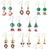 Dangle Chandelier Europeu e Americano Árvore de Natal Santas Veados Esmaltados Brincos Vintage Meninas Étnicas Mulheres Brinco de Argola Jóia Dhihe