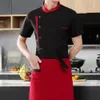 Рубашка шеф-повара Hat Apr Hotel Kitchen Chef Uniform Set 3 шт. Унисекс Apr Hat Рубашка с коротким рукавом с воротником-стойкой Ресторан Кулинария K2Ji #