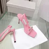 Summer Pink Sandals for Women Designer Shoes Genuine Leather Bottom 8.5cm Top Quality Lady Wedding Party Pumps with Box