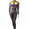 scintillante cristalli colorati Rhinestes donne tuta Lg manica Spandex elastico cantante Performance Stage Jazz Dance Costume t6BF #