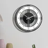 벽 시계 세련된 음소거 시계 매달려 빈티지 검은 흰색 장식 창조적 인 대나무 라운드