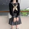 Japonês Fi JK uniforme escolar menina saia cinza marinheiro terno saia plissada conjunto completo de estilo universitário terno menina macia 44tN #