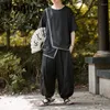 メンズトラックスーツMr.Nut Tシャツ男性ランタンパンツサマー2ピースセットバギーアイスシルクスペシャリティレトロ日本語スタイルの服