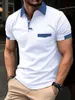 Crossborder verão explosivo masculino cor combinando bolso camisa polo moda casual esportes polo 240318