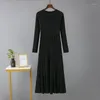 Базовые повседневные платья Hlbcbg Chic Women Long Knit Maxi Sweater Dress Осень Зима Трикотажное трапециевидное ребристое толстое рождественское платье Plover Party D Otjrb