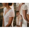 Boho Chiff Backl Wedding Dr per le donne semplice bianco Bohemian maniche corte A Line Beach abiti da sposa vestido de novia g6nG #