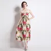 Vestidos casuais wtianyuw 2024 moda pista vestido de verão feminino espaguete cinta lindo floral impressão vestidos longos