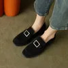 Casual Shoes Women Pumps LoafersKid Suede Concise Black Brown Flat Bottom Round Toe Lady Spring Summer Autumn Elegant Y108