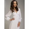 womens Sexy Deep V-neck Summer Lg Sleeves Elegant Work Busin Casual Party White Sheath Bodyc Pencil Dres P0zx#