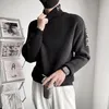 男性の衣服ハイカラーニットセーター男性のためのプルオーバータートルネックホワイトレターセールベストセラー製品2024ウォームS W2O5＃
