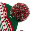 Berretto/Teschio Berretti Invernali Uomo Donna Berretto Caldo Verde E Rosso Fiocco di Neve Coppie Cappello a Coste Lavorato a Maglia Spessa Regalo di Natale Consegna di Goccia Dh7Fj