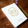 Partyzubehör Hochzeitsgästebuch Nr. 26 – Hardcover-Gästebuch, individuell personalisierte Gästebücher, Goldkranz