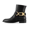 Chaussures de femmes de créateurs à talons avec boîte Boots Boots Boots Party Office Outdoor Walk Walk Plateforme Luxury Scarpe Leather Golden Metal Buckle Chaussure