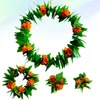 Dekorativa blommor 4st i 1 Set White Hawaiian Party Garland Artificial Flower Leaves Bodband Halsband Armband Tropical Beach Luau Fancy