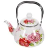 Dinnerware Sets Enamel Pot Decorative Teapot Retro Kettle You Can Serving For Stove Top Kettles Stovetop Big Flower